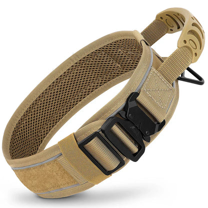 Durable Nylon Dog Training Collar with Reflective Stitching and Built-In Control Handle