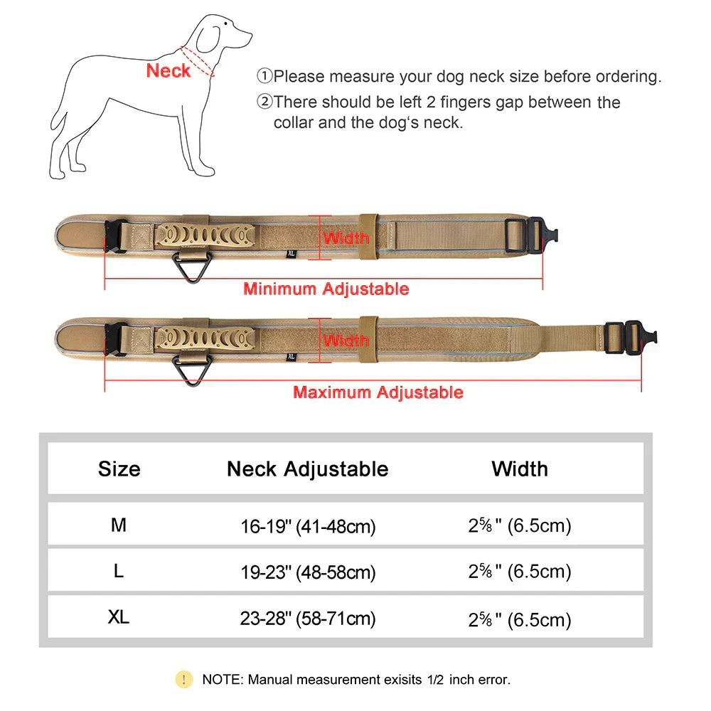 Durable Nylon Dog Training Collar with Reflective Stitching and Built-In Control Handle