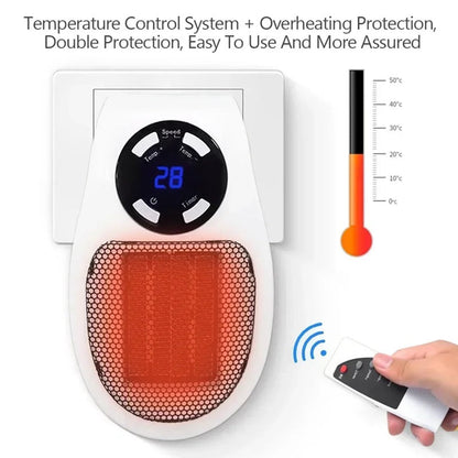 Mini Portable Quartz Space Heater with LED Display, Smart Thermostat, Timer and Overheat Protection