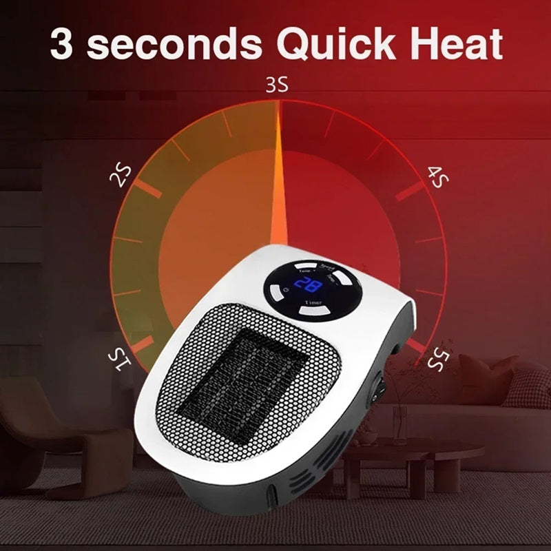Mini Portable Quartz Space Heater with LED Display, Smart Thermostat, Timer and Overheat Protection