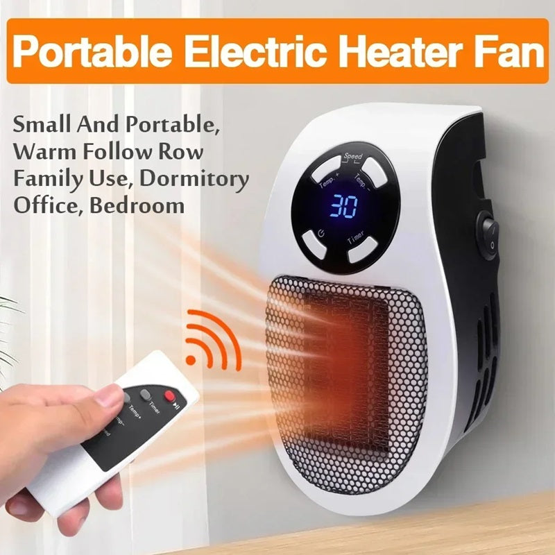 Mini Portable Quartz Space Heater with LED Display, Smart Thermostat, Timer and Overheat Protection