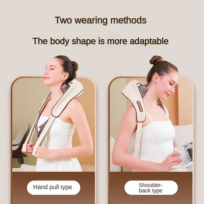 Shiatsu Neck and Shoulder Massager with Deep Kneading Nodes and Heat Function