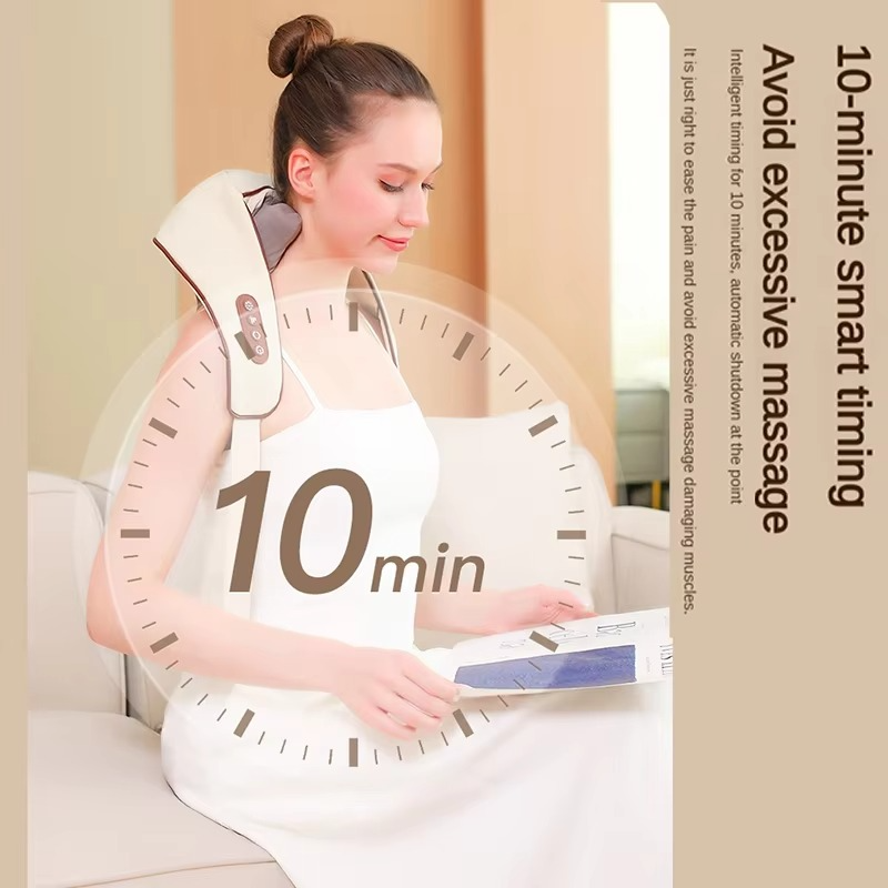 Shiatsu Neck and Shoulder Massager with Deep Kneading Nodes and Heat Function
