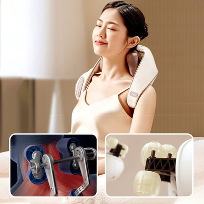 6-Head Neck and Shoulder Massager with Adjustable Heat, Cordless Design and Washable Cover