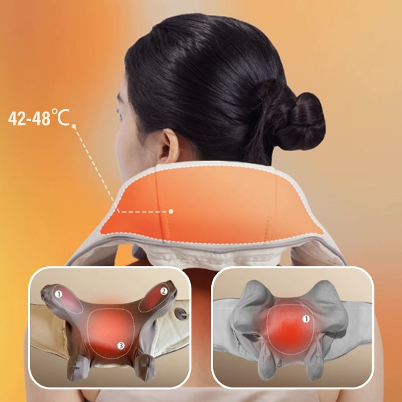 6-Head Neck and Shoulder Massager with Adjustable Heat, Cordless Design and Washable Cover