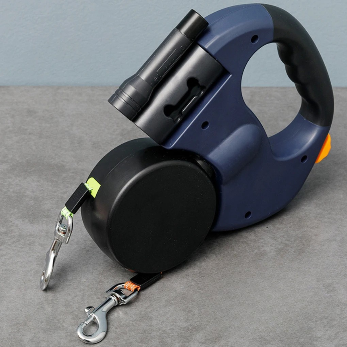 Retractable Double Dog Leash with Bright LED Light and Tangle-Free 360-Degree Rotation