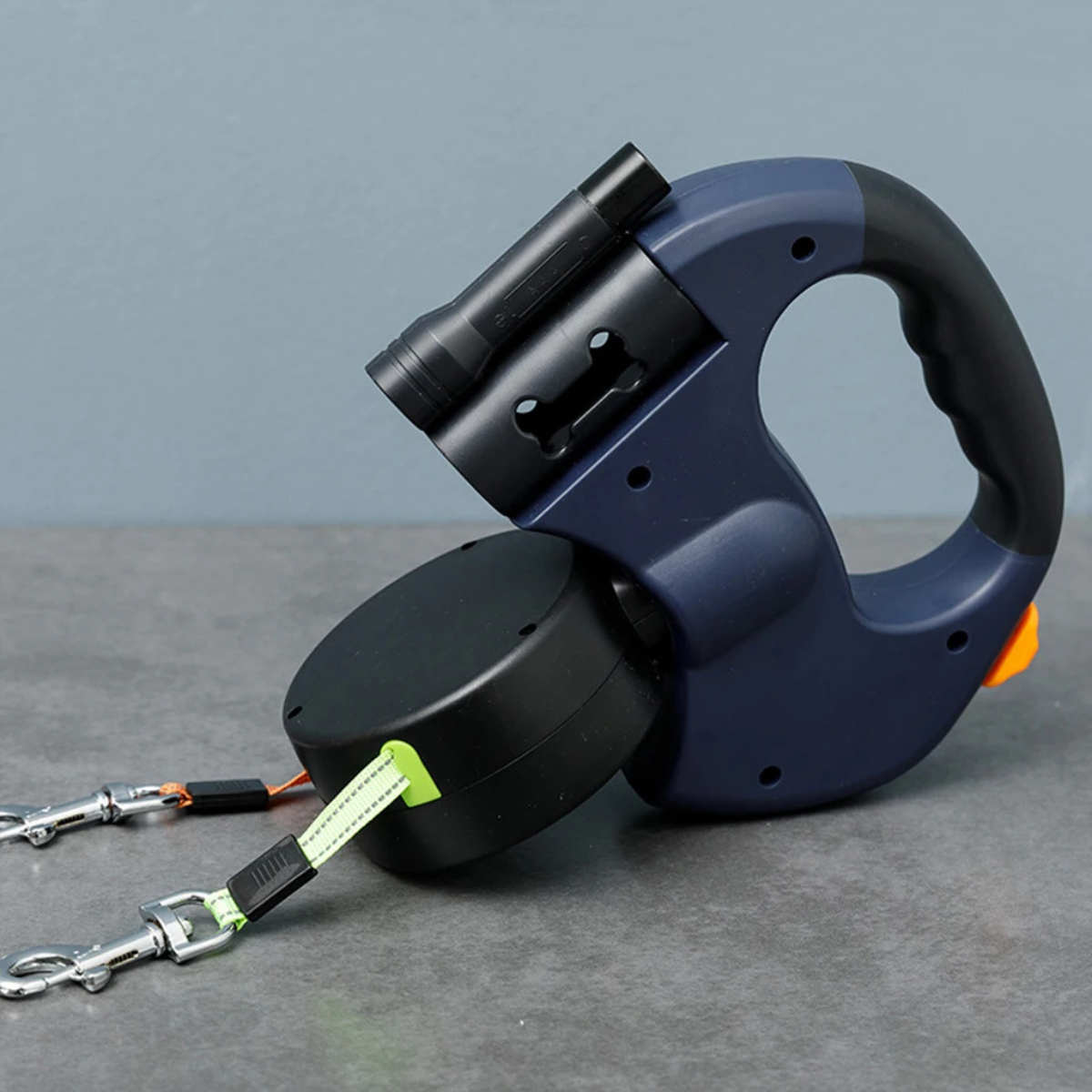 Retractable Double Dog Leash with Bright LED Light and Tangle-Free 360-Degree Rotation