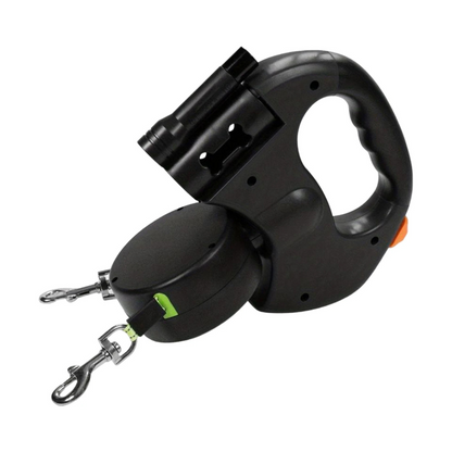 Retractable Double Dog Leash with Bright LED Light and Tangle-Free 360-Degree Rotation