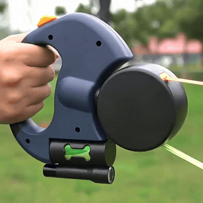 Retractable Double Dog Leash with Bright LED Light and Tangle-Free 360-Degree Rotation