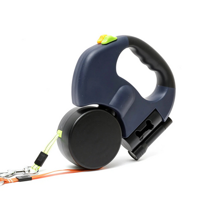 Retractable Double Dog Leash with Bright LED Light and Tangle-Free 360-Degree Rotation