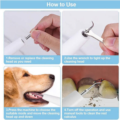 Pet Oral Cleaning Tool with Gentle Vibration, LED Light and Automatic Gum Sensor