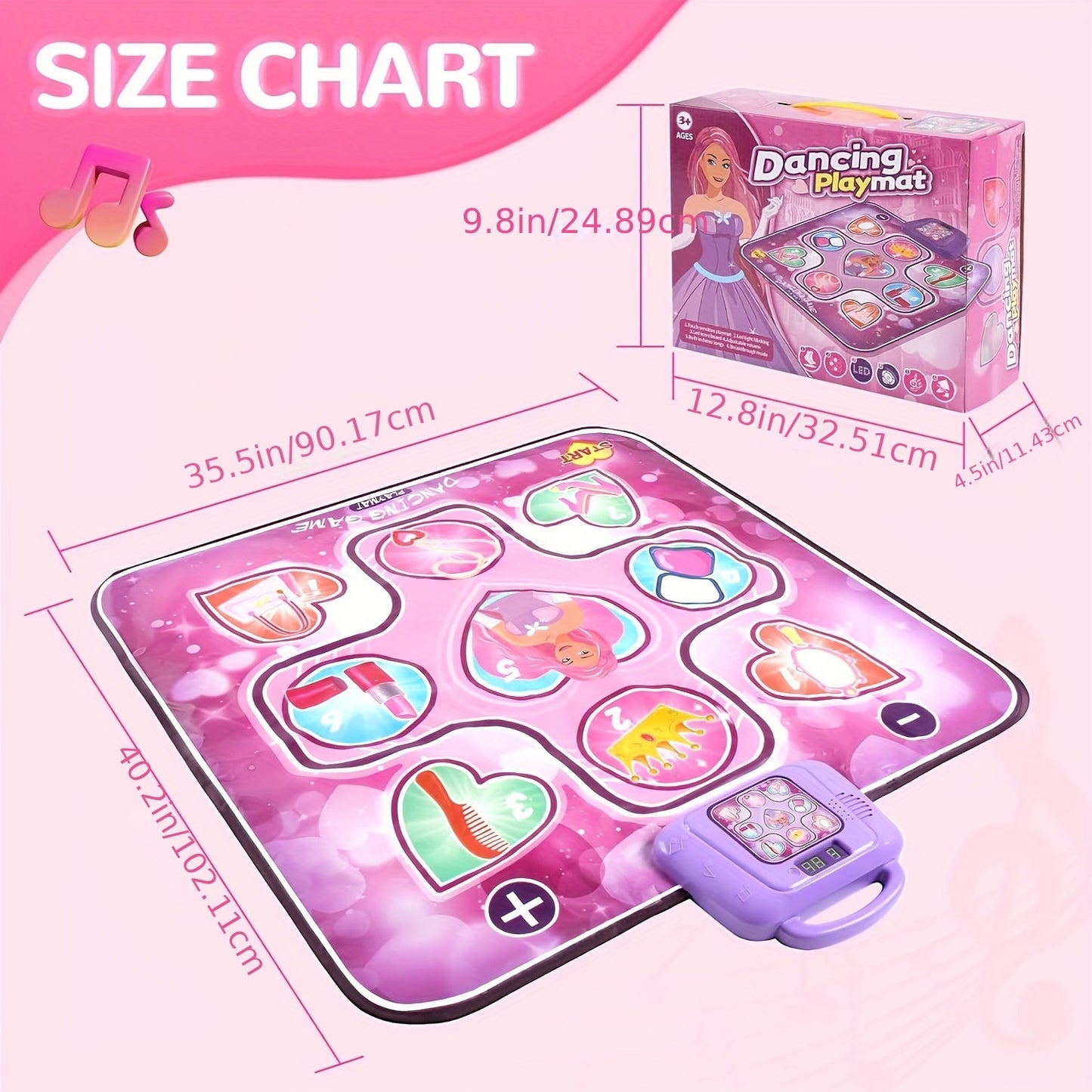 Pink Dance Mat for Kids with Scoring Function and Rhythmic Games, No TV Required