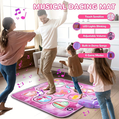 Pink Dance Mat for Kids with Scoring Function and Rhythmic Games, No TV Required