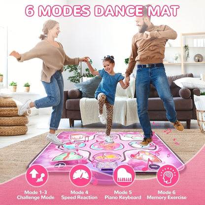 Pink Dance Mat for Kids with Scoring Function and Rhythmic Games, No TV Required