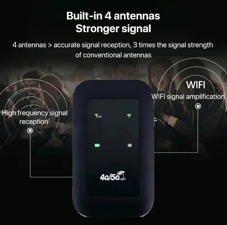 Portable 5G WiFi Router - High-Speed Mobile Wireless Hotspot, Unlocked, Long Battery Life