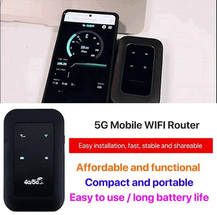 Portable 5G WiFi Router - High-Speed Mobile Wireless Hotspot, Unlocked, Long Battery Life