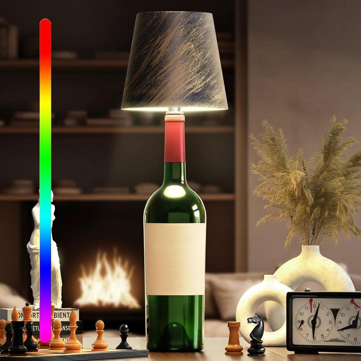 Rechargeable LED Bottle Lamp with Touch Control, Dimmable Light & 3 Colour Temperatures