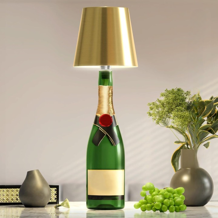 Rechargeable LED Bottle Lamp with Touch Control, Dimmable Light & 3 Colour Temperatures