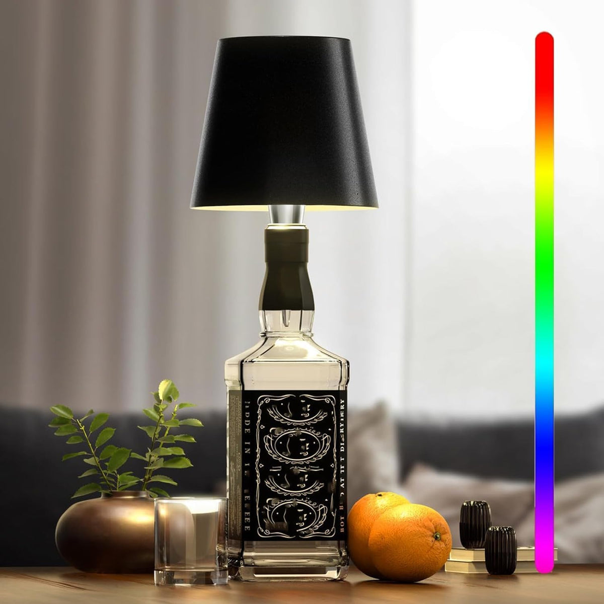 Rechargeable LED Bottle Lamp with Touch Control, Dimmable Light & 3 Colour Temperatures