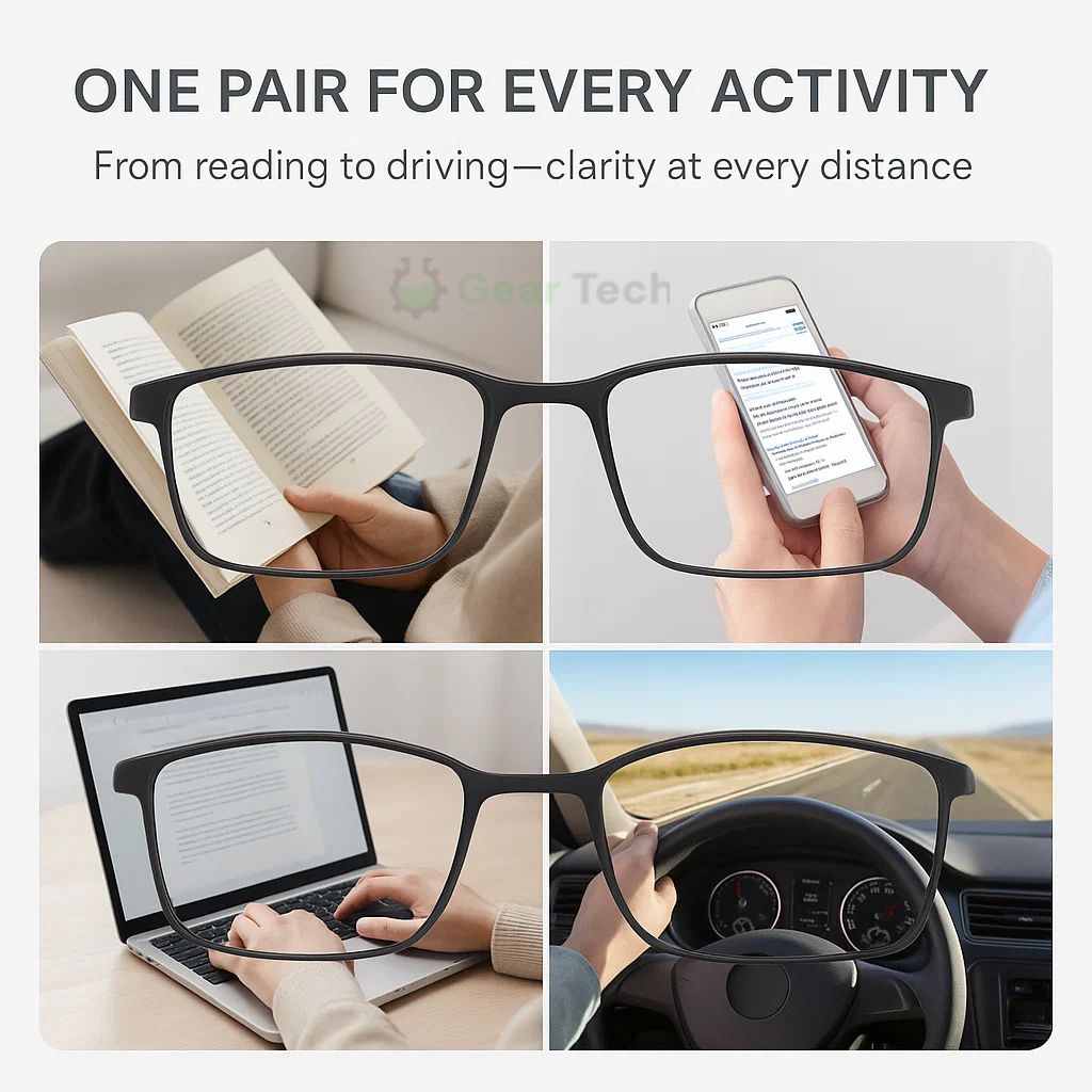 Multifocal Reading Glasses with Photochromic Lenses, Anti-Blue Light and UV Protection