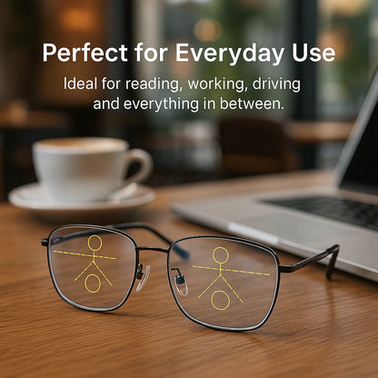 Multifocal Reading Glasses with Photochromic Lenses, Anti-Blue Light and UV Protection