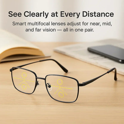 Multifocal Reading Glasses with Photochromic Lenses, Anti-Blue Light and UV Protection