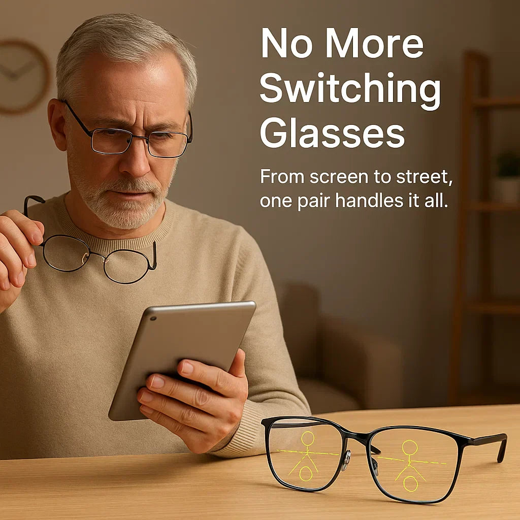 Multifocal Reading Glasses with Photochromic Lenses, Anti-Blue Light and UV Protection