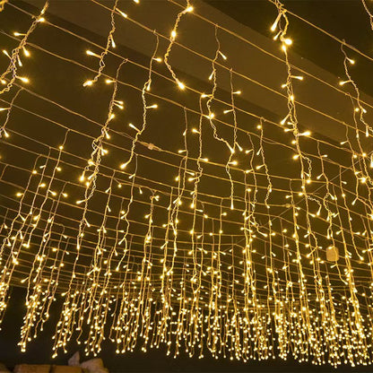 LED Icicle Curtain Lights - 50m Waterproof Waterfall String, IP44, 36V Low Voltage