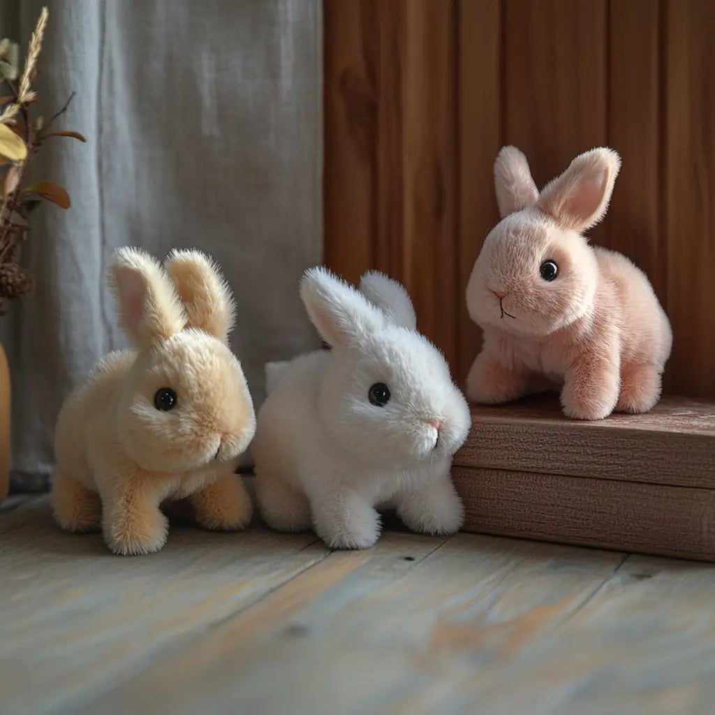 Realistic Rabbit Plush Toy with Lifelike Hopping Movement, Soft Fur and Ear Motion