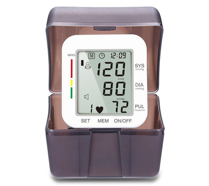 Rechargeable Wrist Blood Pressure Monitor with Voice Reading and Dual User Memory