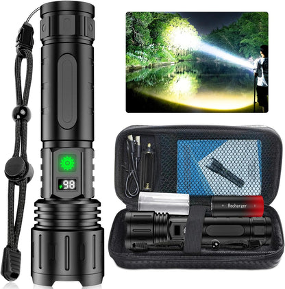 Rechargeable Zoomable LED Torch - 100,000 Lumen Outdoor Flashlight