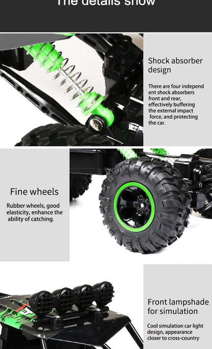 4x4 Rock Crawler Monster Truck RC Car with Shockproof Suspension and 2.4GHz Control