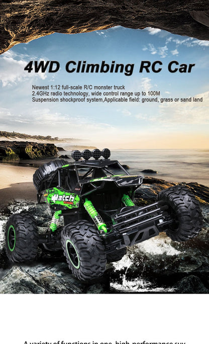 4x4 Rock Crawler Monster Truck RC Car with Shockproof Suspension and 2.4GHz Control