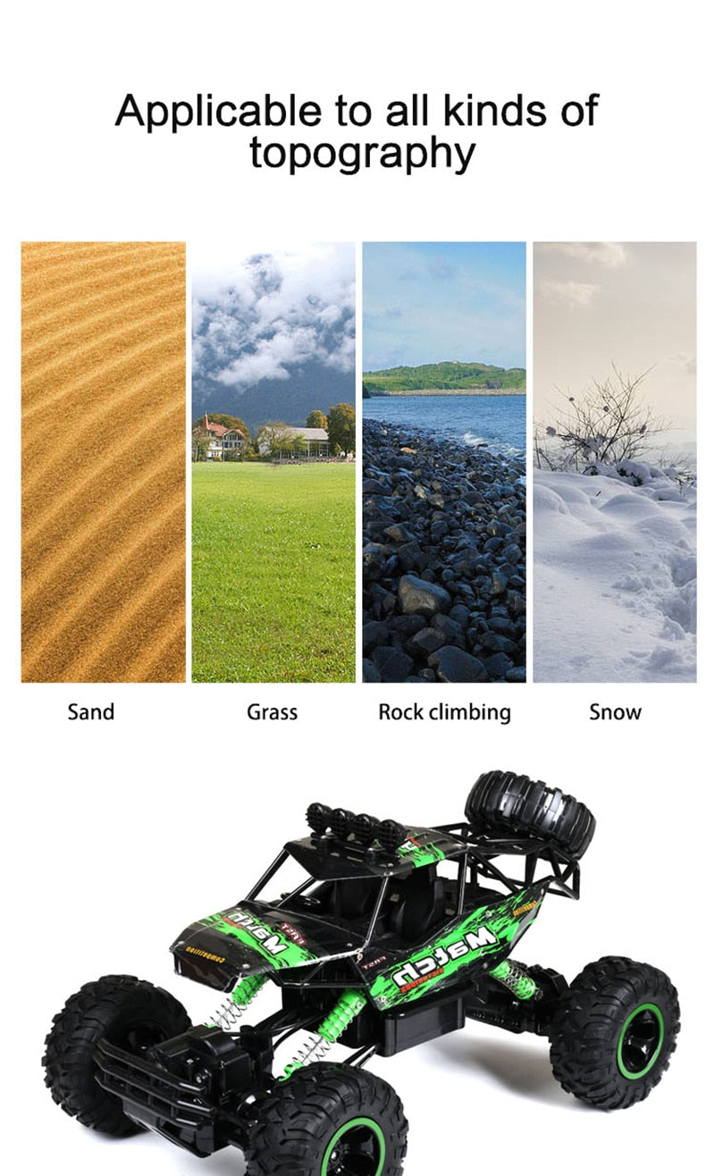 4x4 Rock Crawler Monster Truck RC Car with Shockproof Suspension and 2.4GHz Control