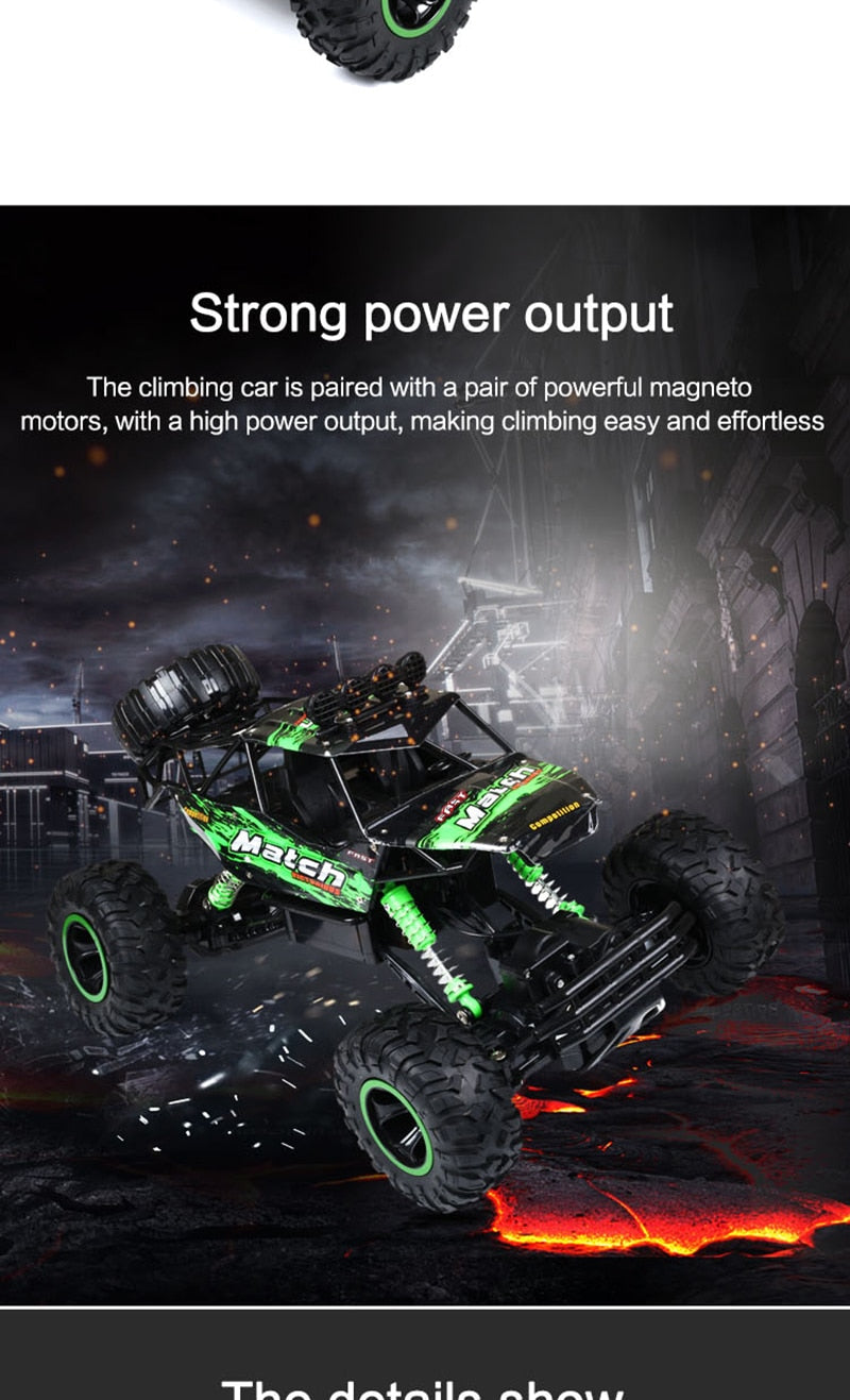 4x4 Rock Crawler Monster Truck RC Car with Shockproof Suspension and 2.4GHz Control
