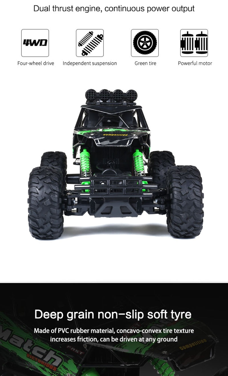 4x4 Rock Crawler Monster Truck RC Car with Shockproof Suspension and 2.4GHz Control