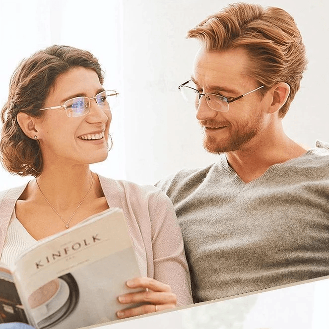 Titanium Progressive Reading Glasses for Distance and Near Vision with Blue Light Filter
