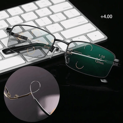 Titanium Progressive Reading Glasses for Distance and Near Vision with Blue Light Filter