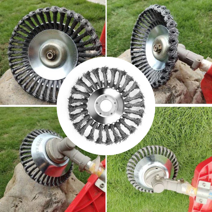 Steel Wire Brush Trimmer Head Attachment - 360° Weed & Grass Removal