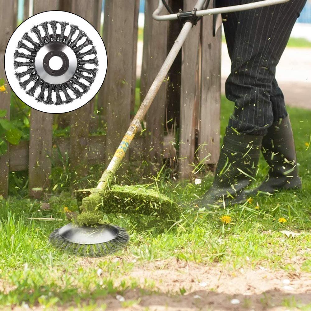 Steel Wire Brush Trimmer Head Attachment - 360° Weed & Grass Removal