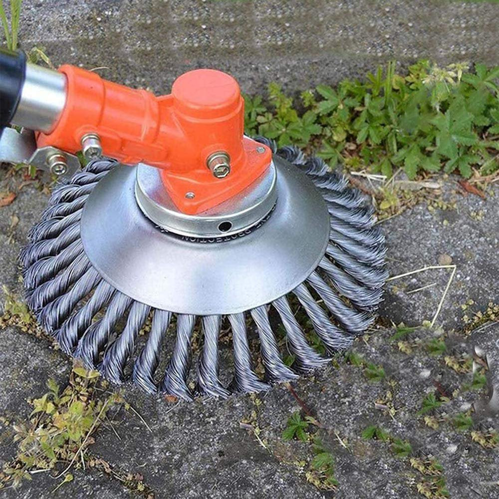 Steel Wire Brush Trimmer Head Attachment - 360° Weed & Grass Removal