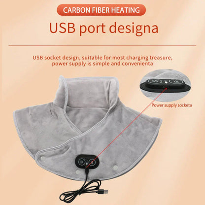 Warm Neck and Shoulder Massager with Heated Plush Wrap and Gentle Vibration