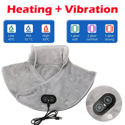 Warm Neck and Shoulder Massager with Heated Plush Wrap and Gentle Vibration