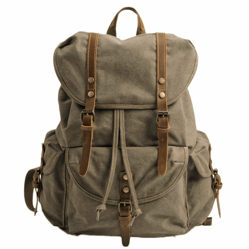 WessPack Durable Canvas Backpack with Padded Straps, Reinforced Buckles and Multiple Pockets