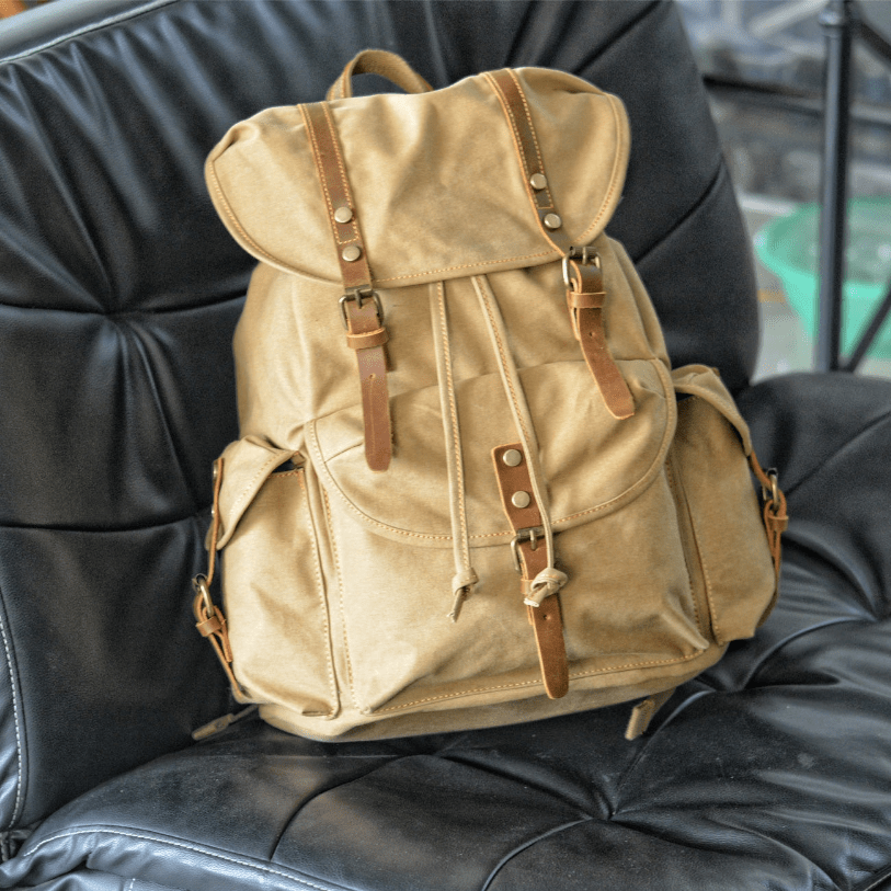 WessPack Durable Canvas Backpack with Padded Straps, Reinforced Buckles and Multiple Pockets