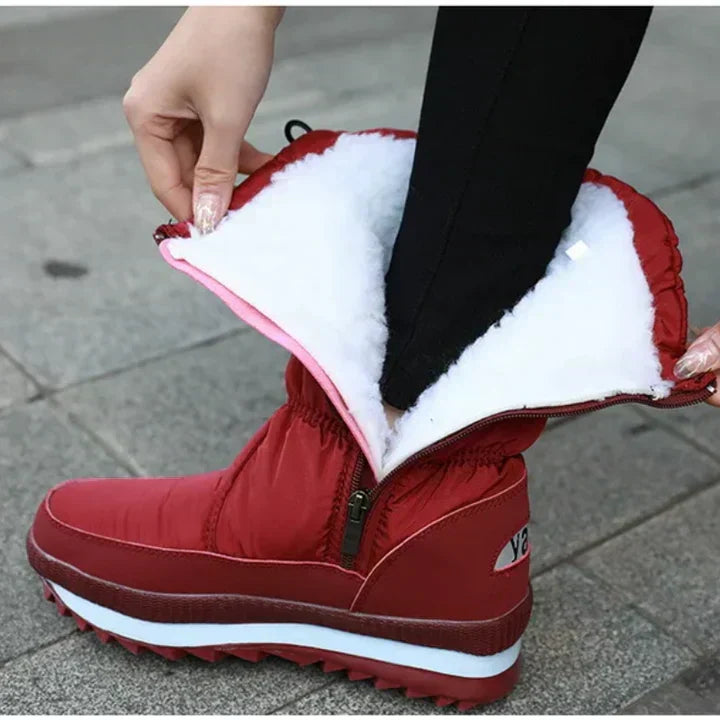Women's Cozy Insulated Winter Boots with Warm Lining, PU Upper and Side Zip Closure