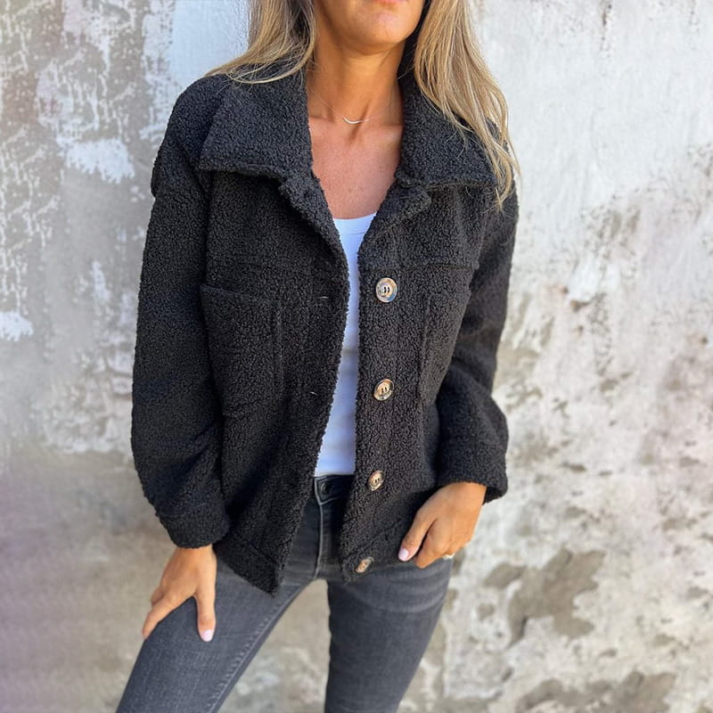 Plush Teddy Jacket for Women with Pockets - Soft, Cozy Fleece Layer, Relaxed Fit