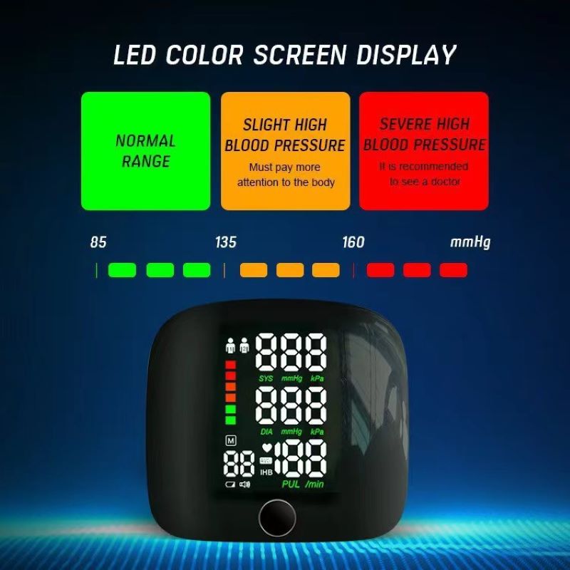 Wrist Blood Pressure Monitor with Large Backlit LED Display and Voice Guidance Function
