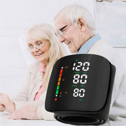 Wrist Blood Pressure Monitor with Large Backlit LED Display and Voice Guidance Function