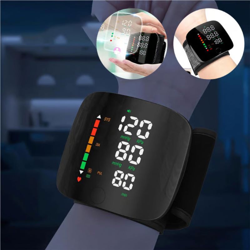 Wrist Blood Pressure Monitor with Large Backlit LED Display and Voice Guidance Function